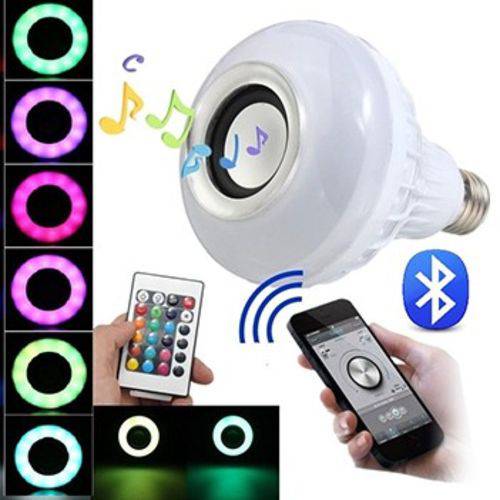 Lampada Musical Bluetooth Rgb com Controle de Led Caixa de Som E27