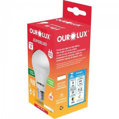 Lampada Ourolux LED Bulbo 9W 6400K