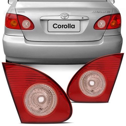 Lanterna Traseira Corolla 03 a 07 Bicolor Rosa Tampa Porta Malas - Lado Direito + Lado Esquerdo
