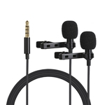 Lapela Clipe Microfone para SLR Vlog Mobile Phone Entrevista cabeças de gravação dupla lapela mola de microfone
