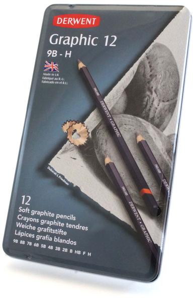 Lápis Grafite Graduado Graphic Pencils Estojo com 12 Unidades 9B à H Ref.34215 Derwent