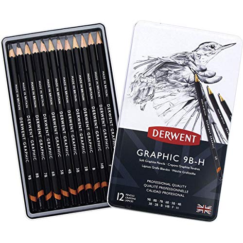 Lápis Grafite Graduado Graphic Pencils Estojo com 12 Unidades 9B à H Ref.34215 Derwent