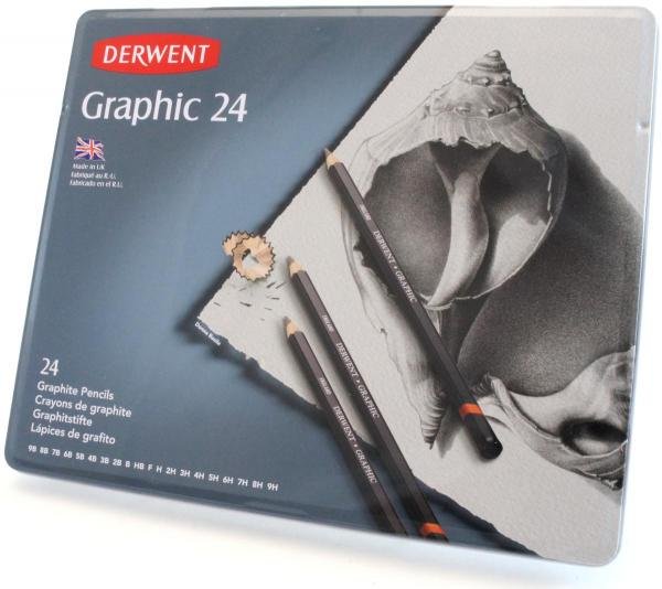 Lápis Grafite Graduado Graphic Pencils Estojo com 24 Unidades 9B à 9H Ref.34202 Derwent