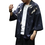 Brasão Men Moda Retro Vintage Kimono Cardigan