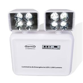Luminária de Emergência Led 2.200 Lúmens e 2 Faróis - Segurimax - 110V