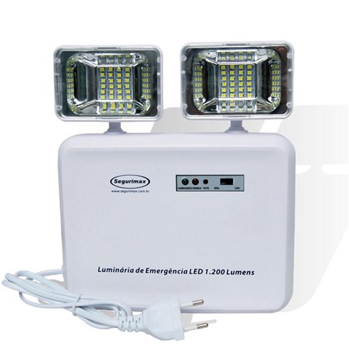 Luminária de Emergência Led 1.200 Lúmens e 2 Faróis - Segurimax (110V/220V)