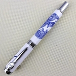 Luxo 18KGP Fountain Pen Jinhao 950 porcelana azul e branca do dragão Medium Nib