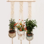 Macrame Planta Hanger Exterior Interior Mão Knit Hanging Planter Madeira Vara Basket Wall Art