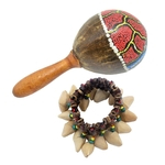 Maraca Shaker De Madeira Pintada à Mão Estilo Tribal Africano Dora Nut Handbell