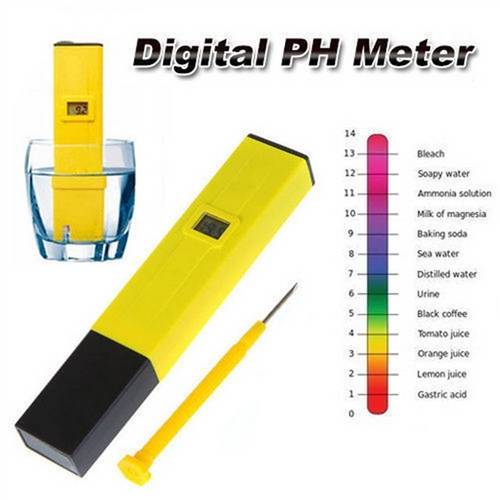 Medidor de Ph para Agua com Display Digital para Aquarios, Piscina, Agua Doce ou Salgada com Estojo