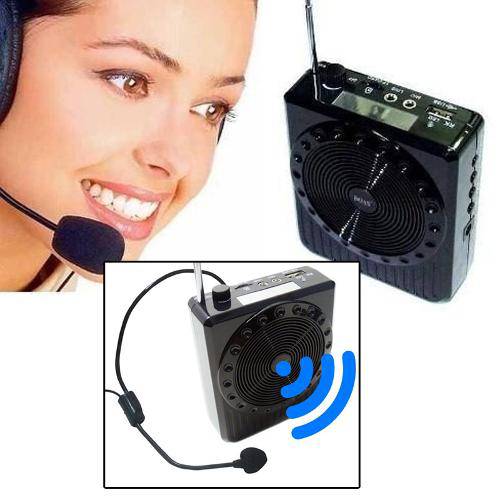 Megafone Amplificador Voz Microfone Professor Radio Fm Usb Mp3 Fone Ouvido K150 Aula Palestra