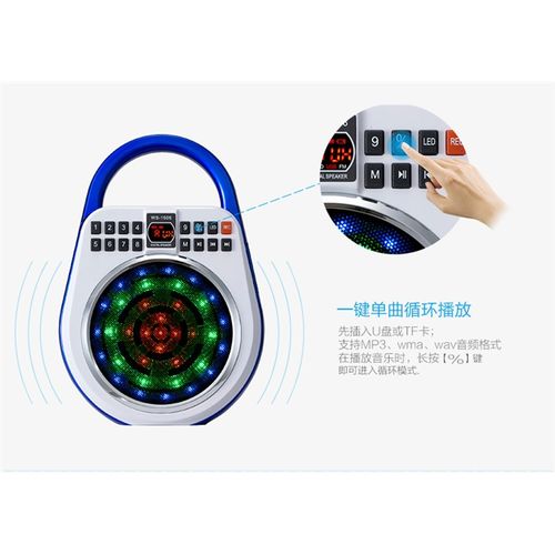 Megafone de Mao Led com Microfone Gravador Radio Fm Digital USB e Sd Caixa de Som com Iluminação