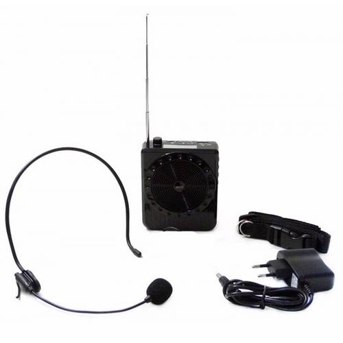 Megafone Portatil Amplificador Kit Professor com Radio Fm, Microfone e Usb e Sd Recarregavel