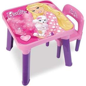 Mesa com Cadeira Criança Barbie Mesinha Infantil - Fun