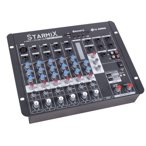 Mesa de Som 4 Canais LL Áudio Starmix USFX 802 BT USB / BLUETOOTH / EFEITO de VOZ