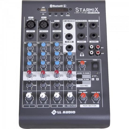 Mesa de Som 4 Canais Stereo Starmix XMS402R Cinza LL AUDIO