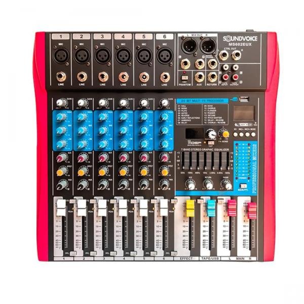 Mesa de Som 6 Canais MS-602 EUX com Efeito Soundvoice