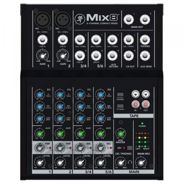 Mesa de Som Analógica Makie Mixer Mix8 com 8 Canais - Mackie