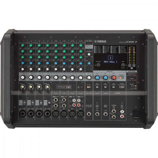 Mesa de Som Analogico Amplificado EMX7 Preto Yamaha