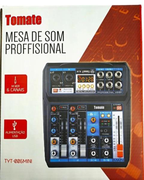 Mesa de Som Bluetooth Usb Mixer Mp3 6 Canais Tyt-006 Mini - Tomate