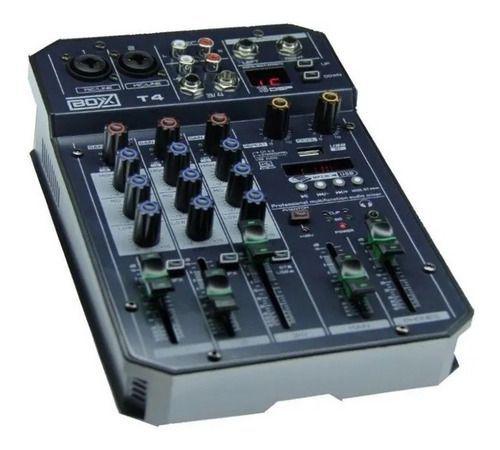 Mesa de Som Boxx Mixer 4 Canais Mix Easy T4 Usb P10 Xlr