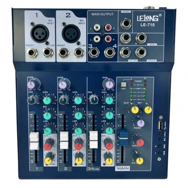 Mesa de Som Lelong Usb Mixer Mp3 Player Digital 4 Canais