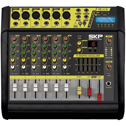 Mesa de Som Mixer Amplificado 6 Canais 400w Vz60a Il Skp