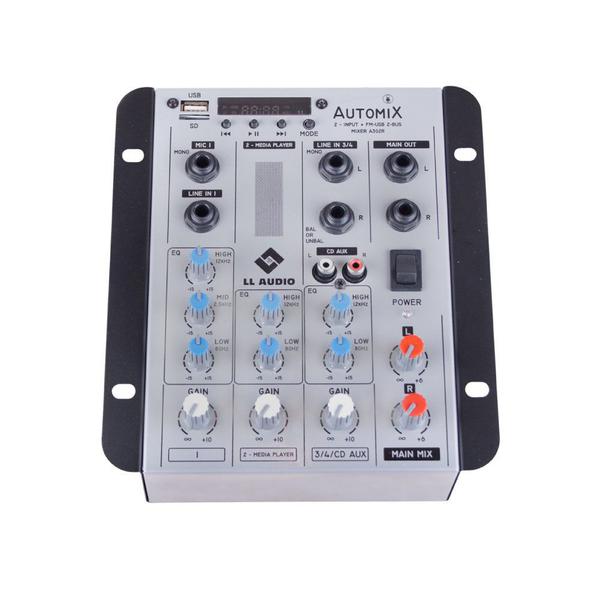 Mesa de Som Mixer Automix LL Audio A302R BT 2 Canais 12 V