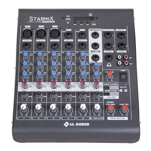 Mesa de Som Mixer Ll Audio XMS602R 6 Canais Bluetooth