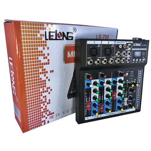 Mesa de Som Mixer Profissional Bluetooth e Usb Lelong LE708