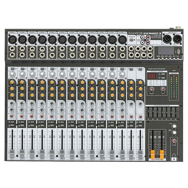 Mesa de Som SoundCraft 16 Canais SX1602FX USB Compact Mixer