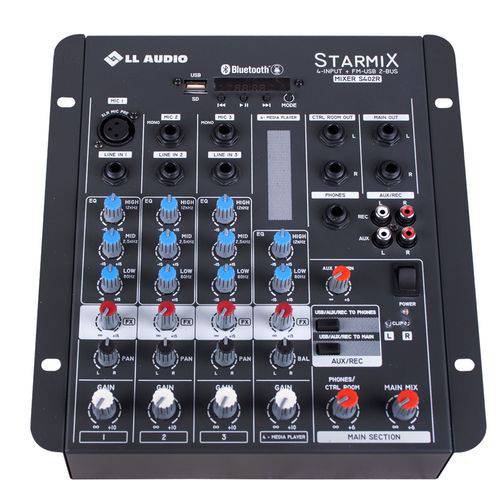 Mesa de Som Starmix Bluetooth 4 Canais 11.5W S402rbt Ll Áudio