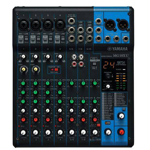Mesa Mixer de Som Profissional Yamaha Mg10xu 10 Canais