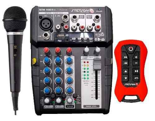 Mesa Stm1003 3Canais Bt Sd Fm Auxiliar Controle + Microfone - Stetsom
