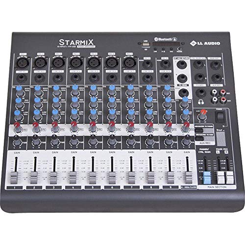Mesas de Som C/ 10 Canais Stereo Starmix XMS1002R Cinza LL Audio