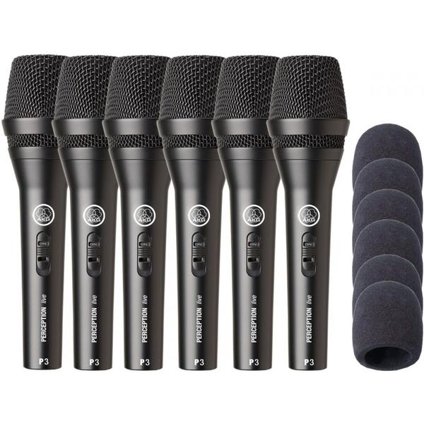 Microfone AKG P3S Vocal + Espuma Kit com 6 Unidades