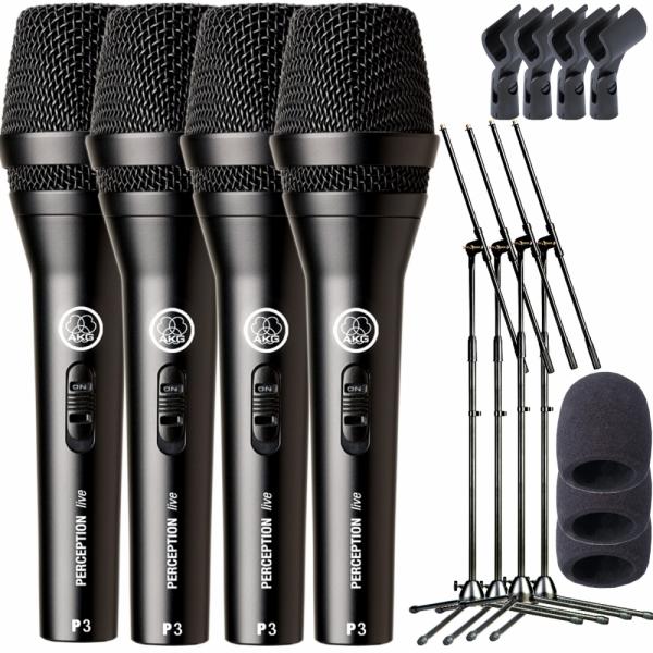 Microfone AKG P3S Vocal Kit 4 + Pedestal + Espuma