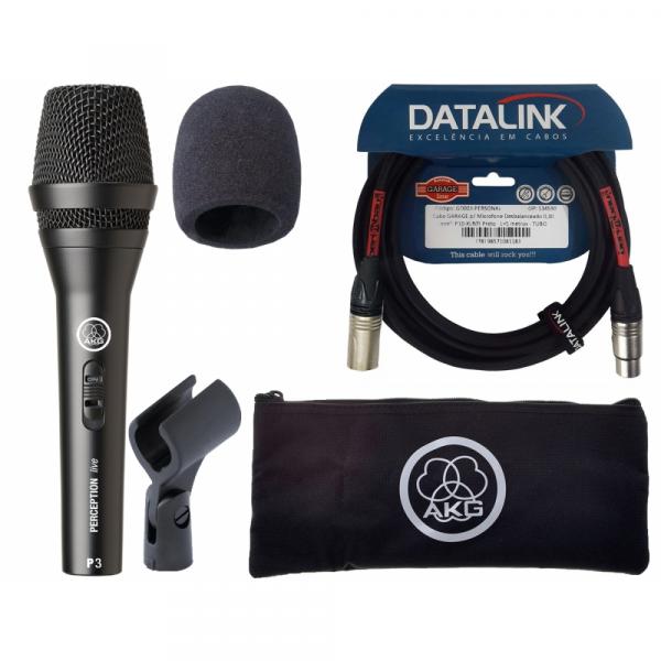 Microfone AKG P3S Vocal Kit + Espuma + Cabo