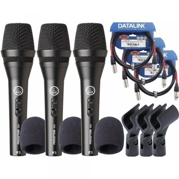 Microfone AKG P3S Vocal Kit 3 + Espuma + Cabo