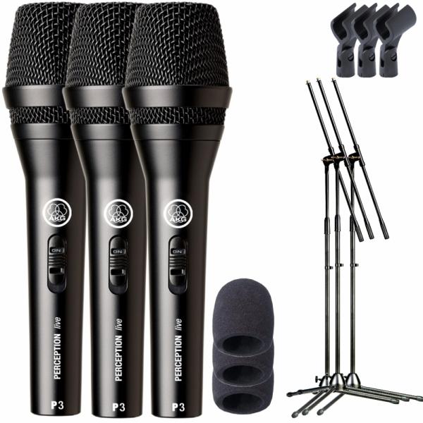 Microfone AKG P3S Vocal Kit 3 + Pedestal + Espuma