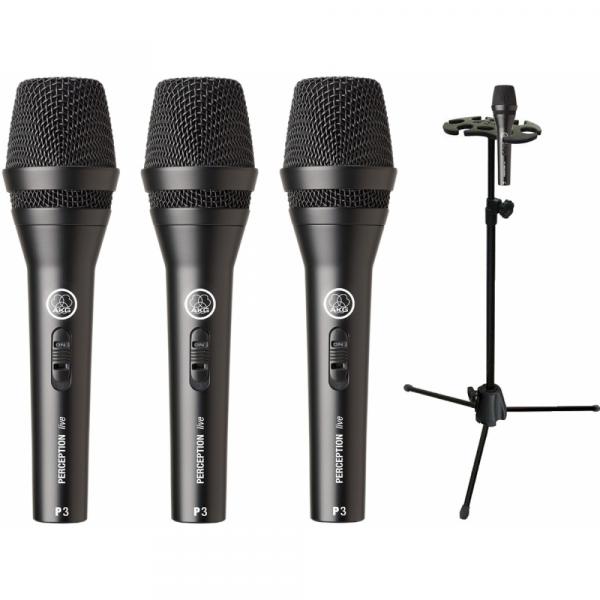 Microfone AKG P3S Vocal Perception Kit 3 + Suporte