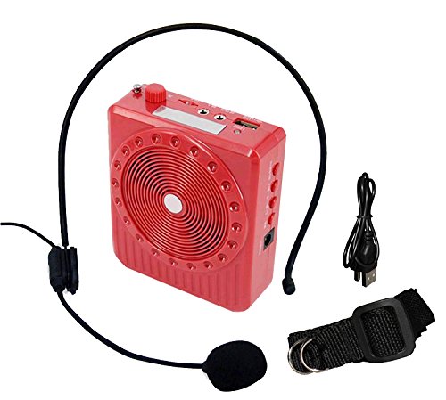 Microfone Amplificador de Voz e Caixa de Som com USB e Bateria Recarregavel Vermelho (k150)