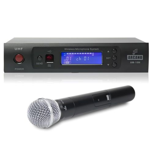 Microfone Arcano Sem Fio Uhf 01 Mic Mao Am-10h
