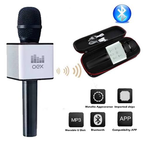 Microfone Bluetooth Karaoke Voice Preto Mk100 - Oex