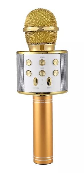 Microfone Bluetooth Sem Fio Karaoke Porta Usb Alto-falante Embutido Dourado Barato - Handheld Ktv