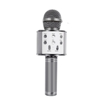 Microfone Bluetooth Sem Fio Karaoke Porta Usb Alto-falante Embutido Prata