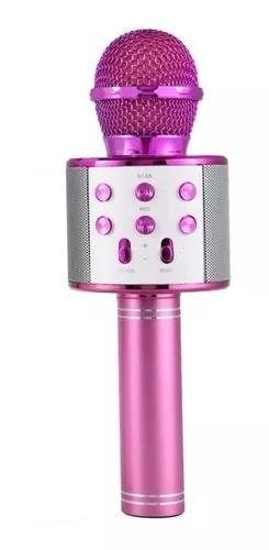Microfone Bluetooth Sem Fio Karaoke Porta Usb Alto-falante Embutido Rosa Barato - Handheld Ktv