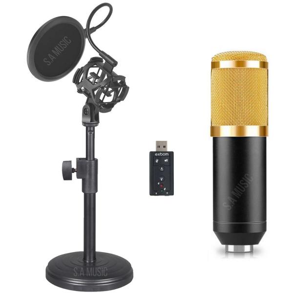 Microfone BM800 + Suporte Pedestal Mesa + Shock + Pop Filtro - Andowl