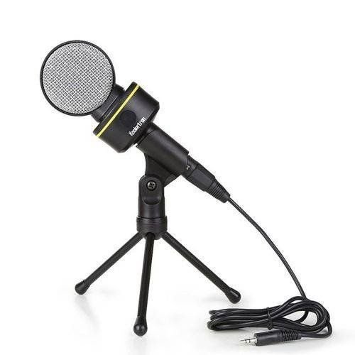 Microfone C/ Fio Condensador P/ Estudio PC Plugue Cabo XLR P2/P10 SF-930 - Oem