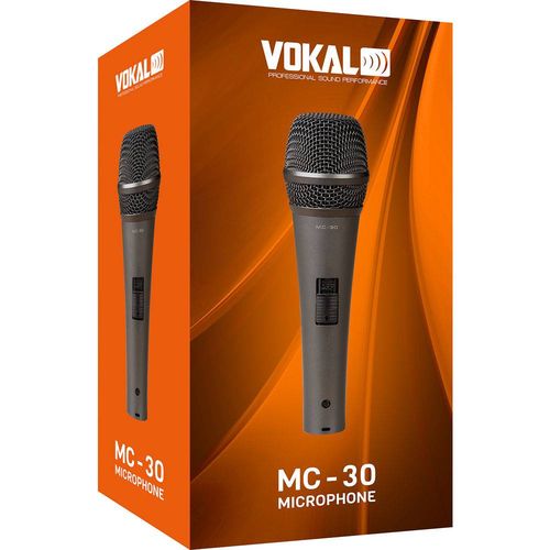 Microfone com Fio de Mão Dinâmico Unidirecional Vokal Mc-30